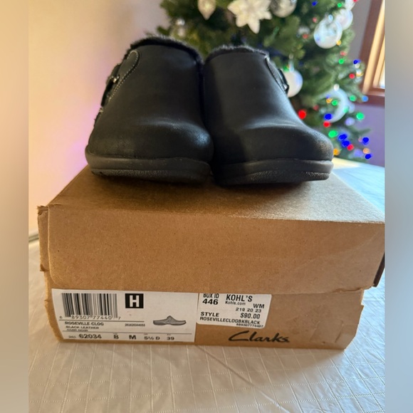 Clarks Roseville Clog black leather size 8 - Picture 3 of 5
